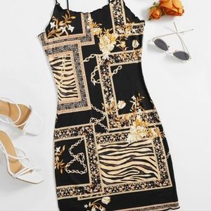 🎶 2/$10 Chain and zebra striped print dress